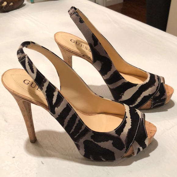 Guess Black and White Slingback Heels - Picture 1 of 7